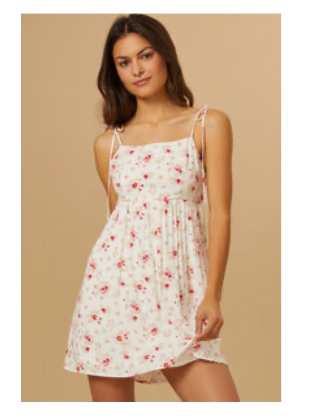 Altar'd State White Floral Backless Sundress with Red Pink Flowers